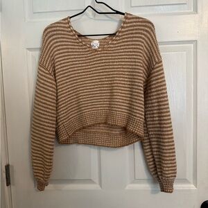 Freshman Tan and White Striped Sweater